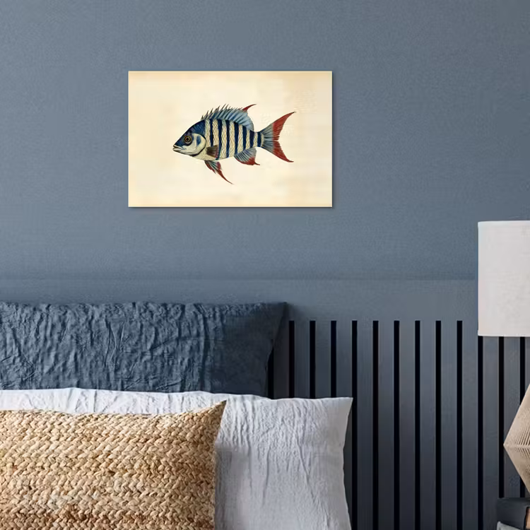 Poster - Gestreept - Donkerblauw - Rugvin - Vis — 3