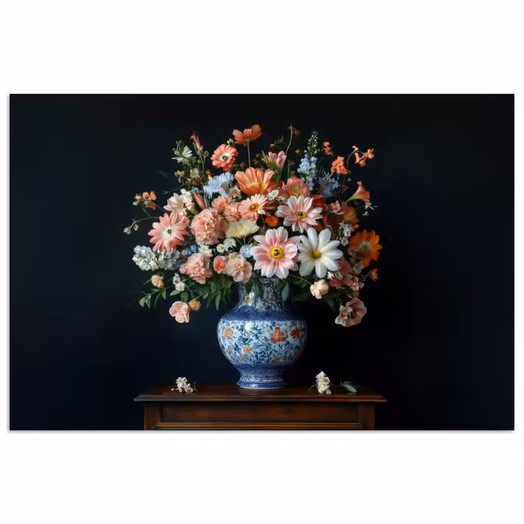 Poster - Hout - Vaas - Kleuren - Bloemen — 1