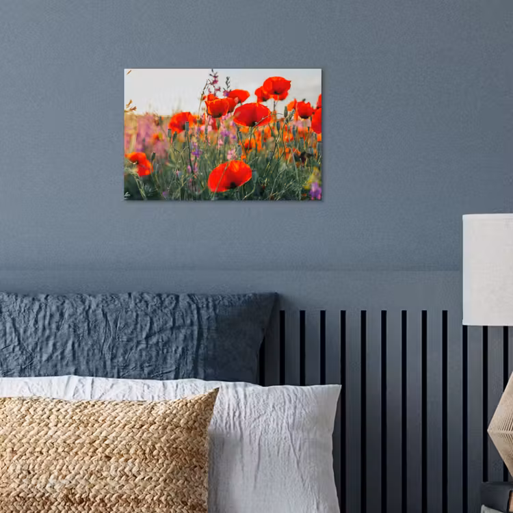 Poster - Klaproos - Bloemen - Rood - Paars - Weide — 3
