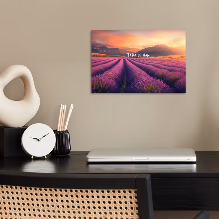 Poster - Lavendelveld - Quote - Zonsondergang — 2