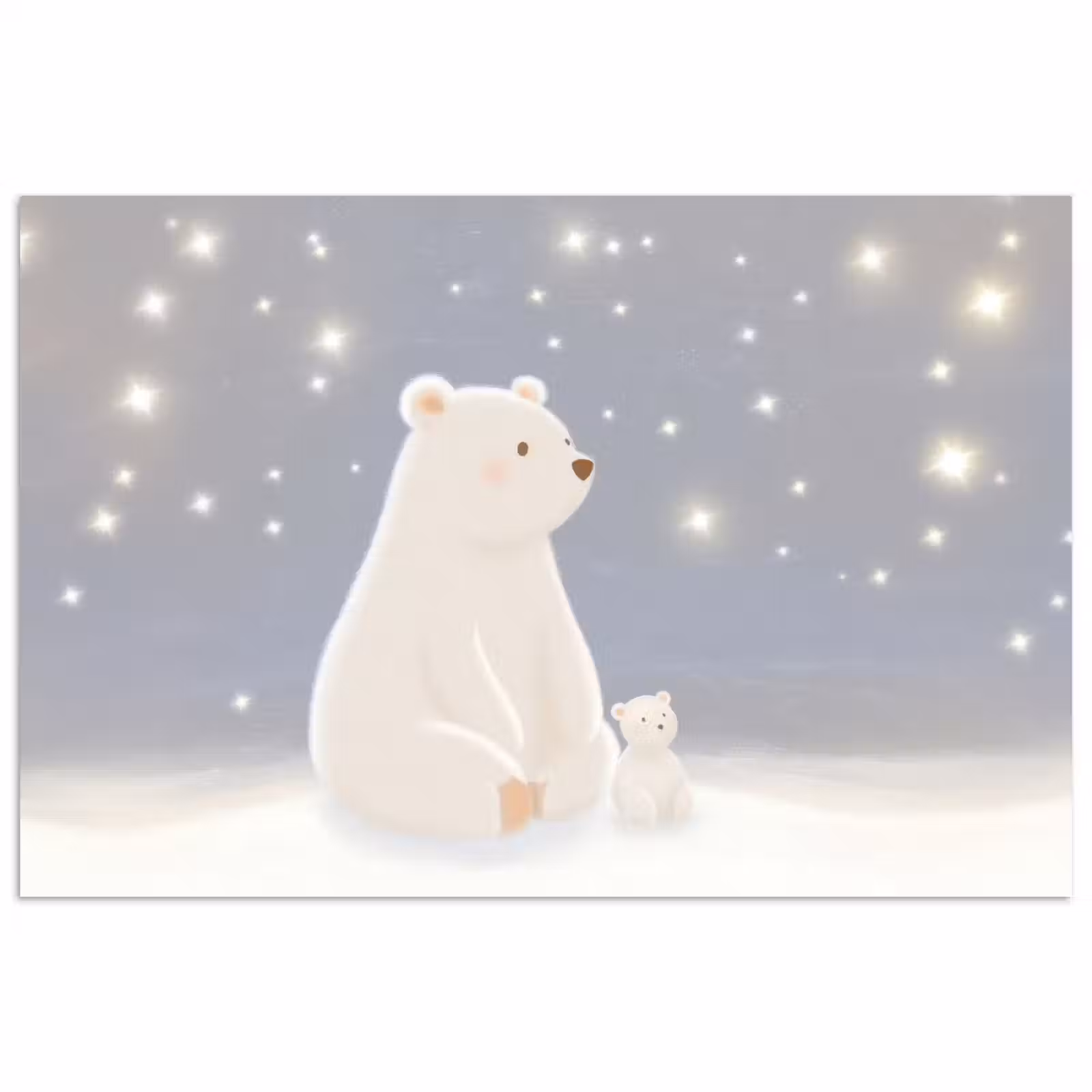 Poster - Ijsbeer - Sneeuw - Sterren - Blauw — 1