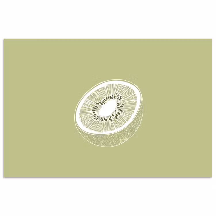 Poster - Kiwi - Lijntekening - Minimalistisch - Groen — 1