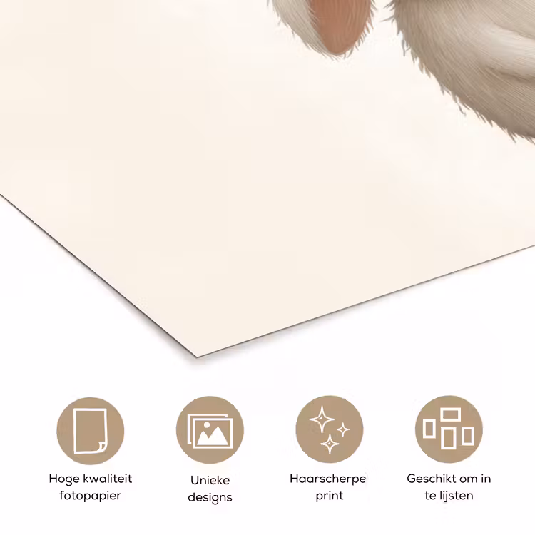 Poster - Konijn - Muts - Oren - Beige — 5