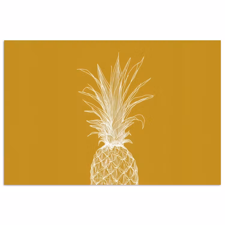 Poster - Lijnillustratie - Ananas - Bladkroon - Okergeel — 1