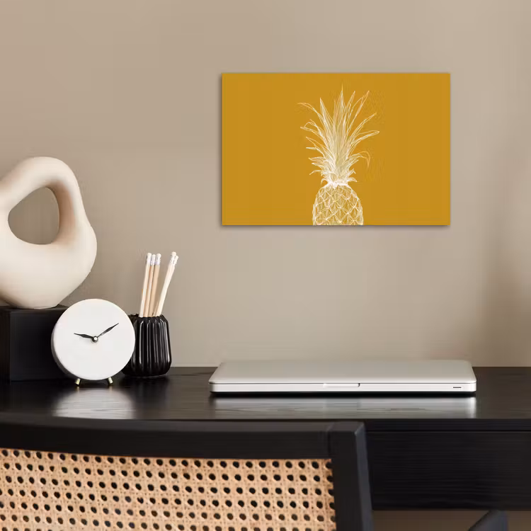 Poster - Lijnillustratie - Ananas - Bladkroon - Okergeel — 2