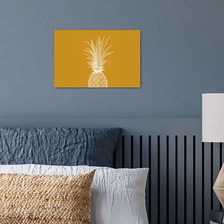 Poster - Lijnillustratie - Ananas - Bladkroon - Okergeel — 3