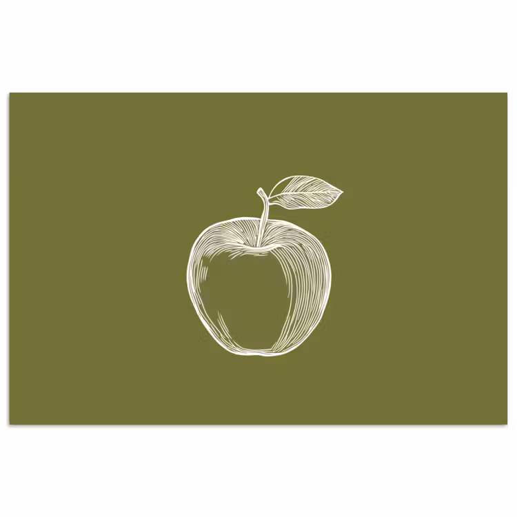 Poster - Lijntekening - Appel - Olijfgroen - Blaadje — 1