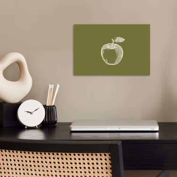 Poster - Lijntekening - Appel - Olijfgroen - Blaadje — 2