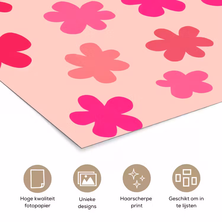 Poster - Bloemen - Patroon - Roze — 5