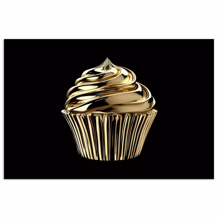 Poster - Cupcake - Eten - Goud - Zwart — 1