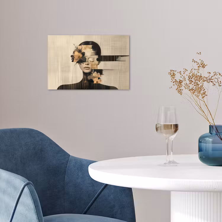 Poster - Gezicht - Bloemen - Zwart - Vrouw — 4