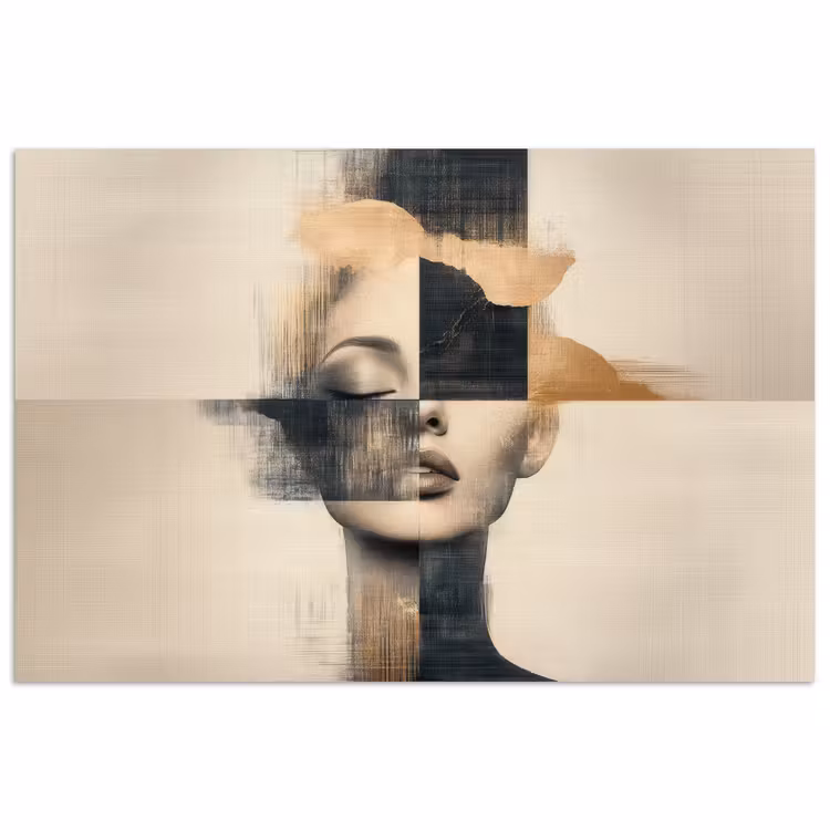 Poster - Goud - Vrouw - Rechthoeken — 1