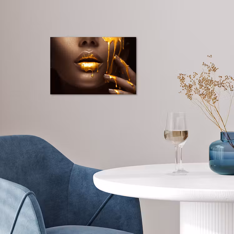 Poster - Goud - Vrouw - Verf - Lippen - Luxe — 4