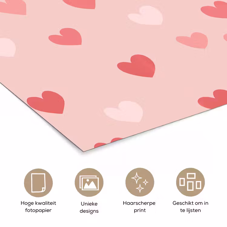 Poster - Hartjes - Patroon - Roze — 5