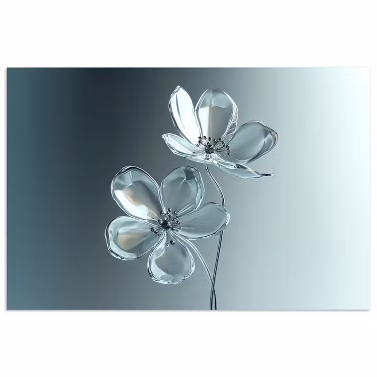 Poster - Kristal - Bloemen - Grijs — 1
