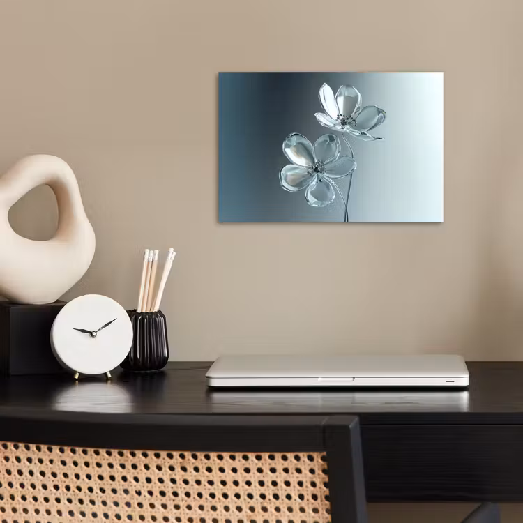 Poster - Kristal - Bloemen - Grijs — 2