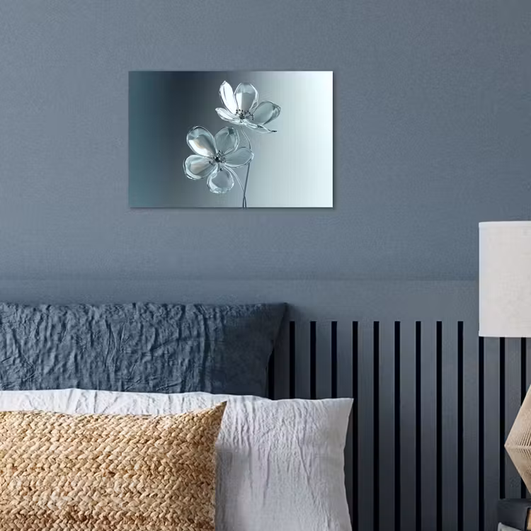 Poster - Kristal - Bloemen - Grijs — 3