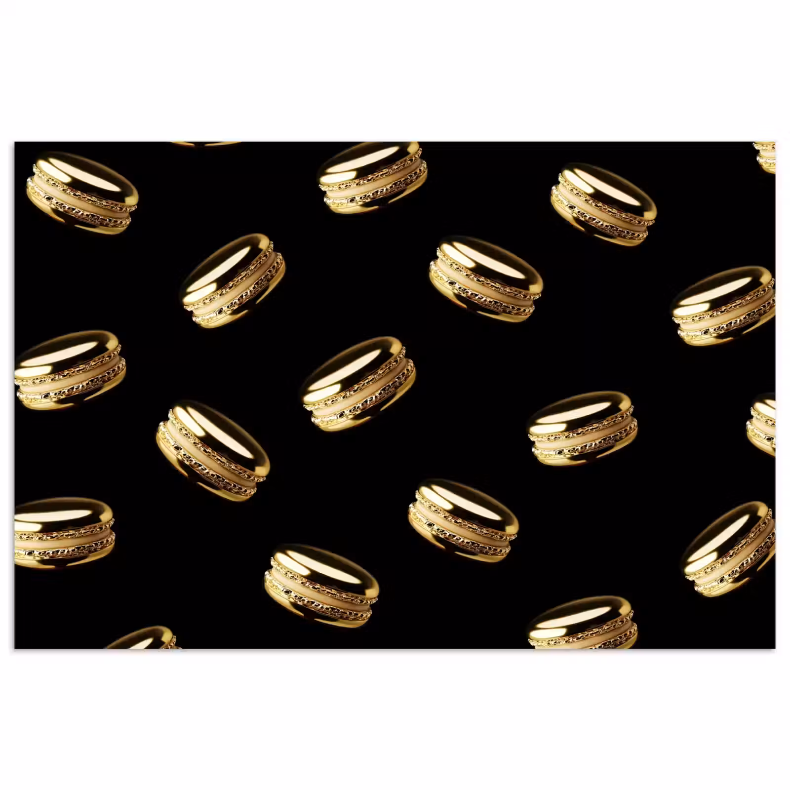 Poster - Macarons - Patroon - Goud - Zwart — 1