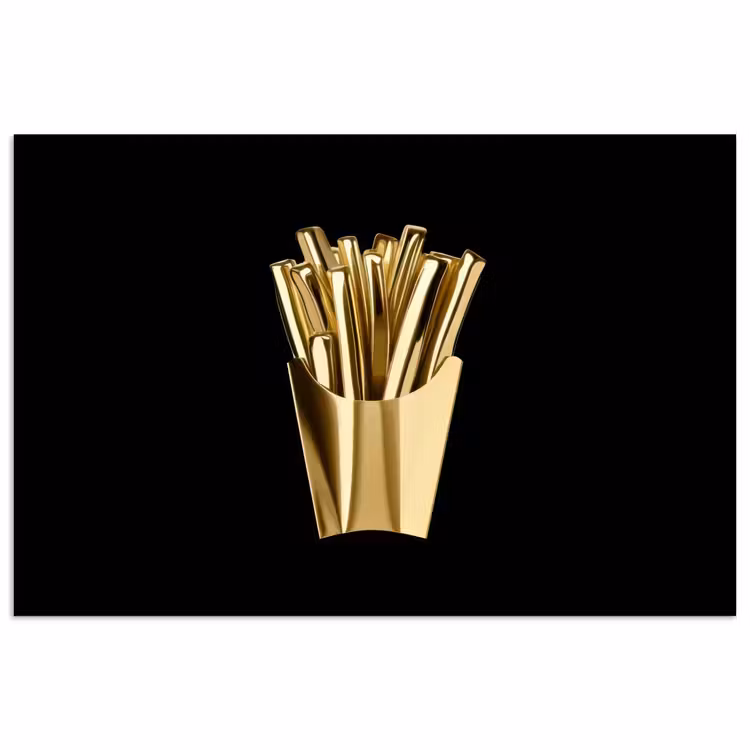 Poster - Friet - Goud - Chrome - Eten — 1