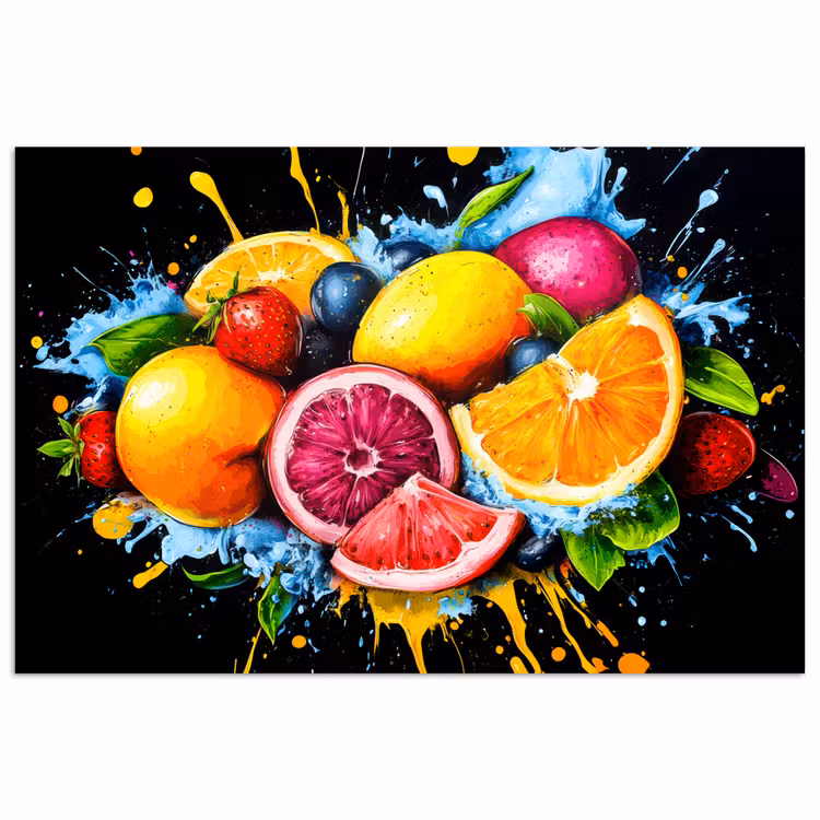 Poster - Fruit - Graffiti - Kleurrijk - Sinaasappel - Aardbei - Abstract — 1