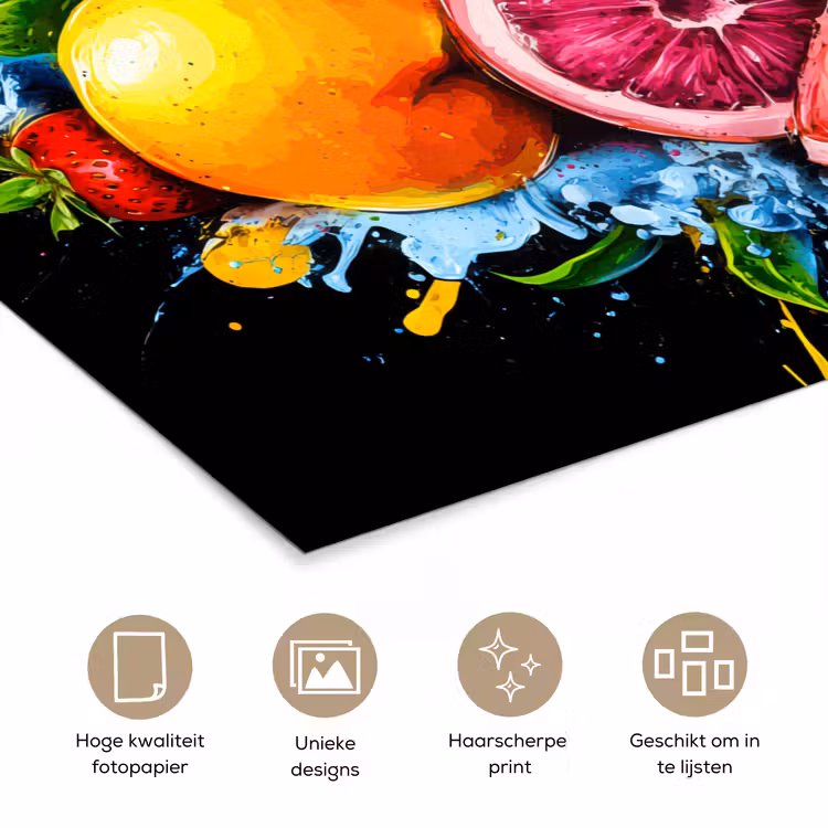 Poster - Fruit - Graffiti - Kleurrijk - Sinaasappel - Aardbei - Abstract — 5