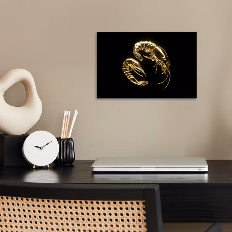 Poster - Garnalen - Zwart - Goud - Dieren — 2