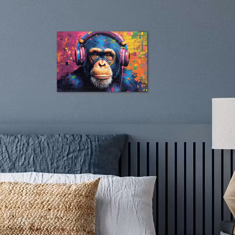 Poster - Graffiti - Chimpanzee - Street art - Koptelefoon - Aap — 3