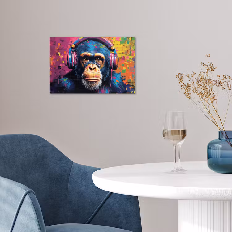 Poster - Graffiti - Chimpanzee - Street art - Koptelefoon - Aap — 4