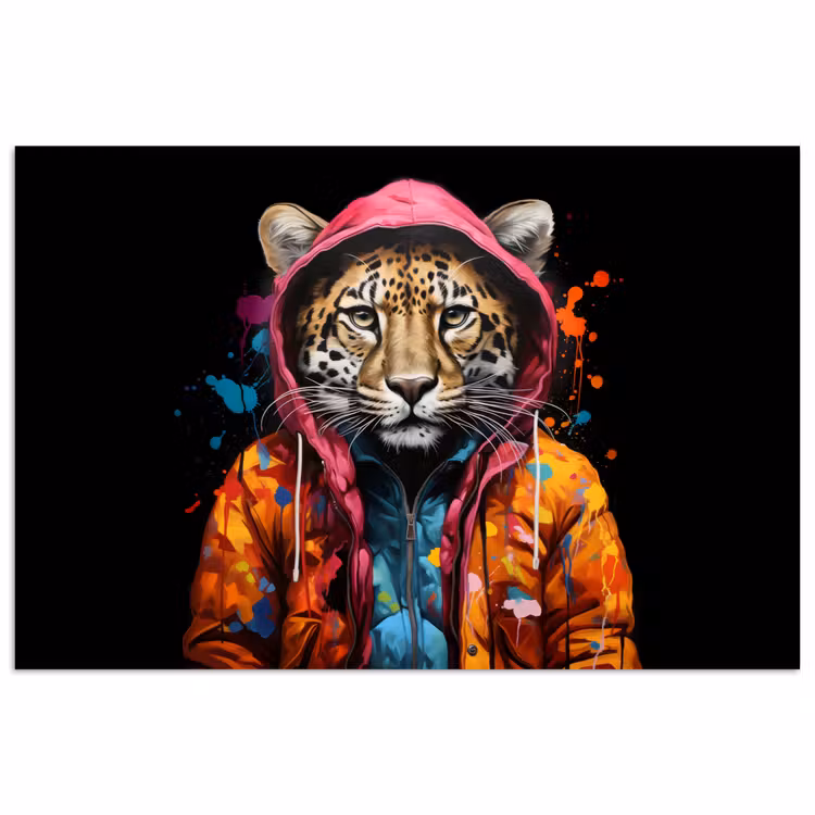 Poster - Graffiti - Luipaard - Zwart - Jas — 1