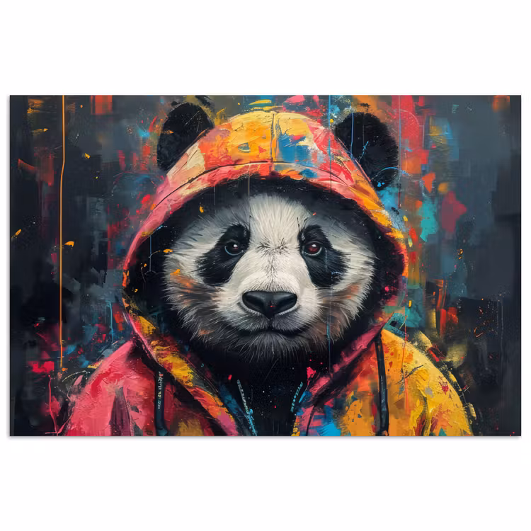 Poster - Graffiti - Panda - Jas - Kleurrijk — 1