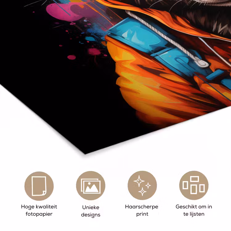 Poster - Graffiti - Wasbeer - Jas - Zwart — 5