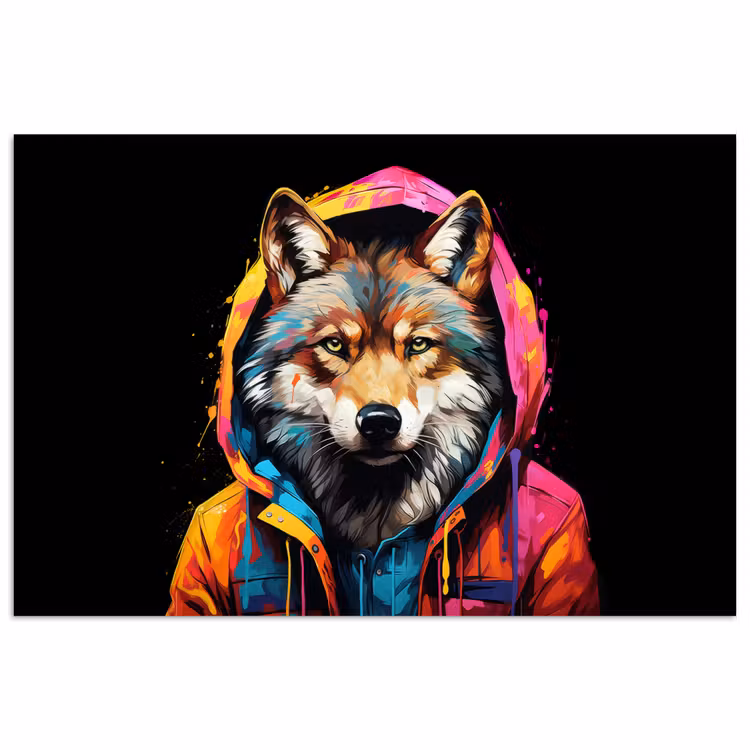 Poster - Graffiti - Wolf - Jas - Zwart — 1