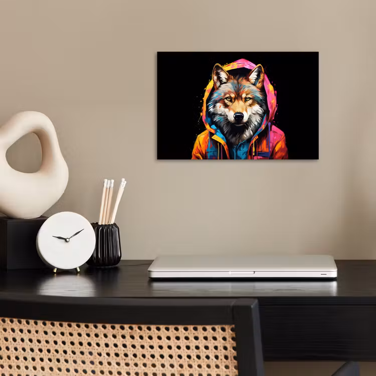 Poster - Graffiti - Wolf - Jas - Zwart — 2
