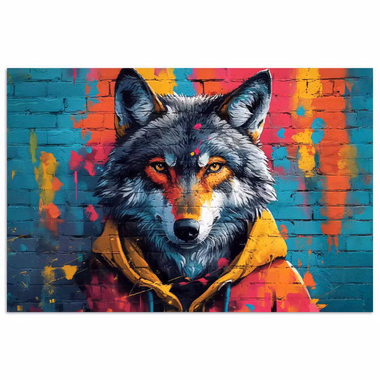 Poster - Graffiti - Wolf - Street art - Blauw — 1