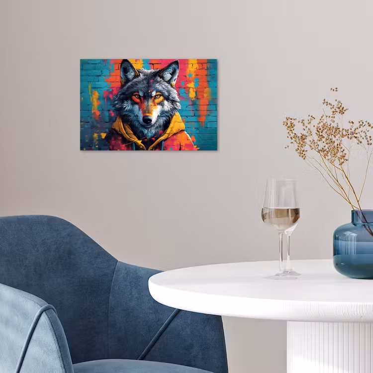 Poster - Graffiti - Wolf - Street art - Blauw — 4