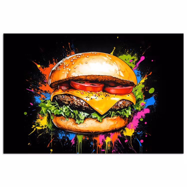 Poster - Hamburger - Graffiti - Verf - Kleurrijk - Eten - Abstract — 1