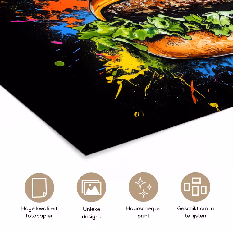 Poster - Hamburger - Graffiti - Verf - Kleurrijk - Eten - Abstract — 5