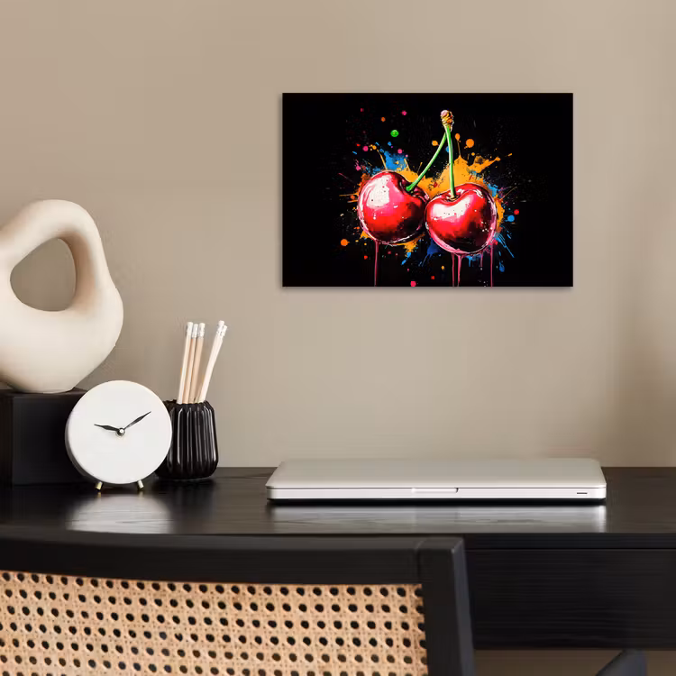 Poster - Kersen - Fruit - Graffiti - Verf - Abstract - Modern - Kleurrijk — 2