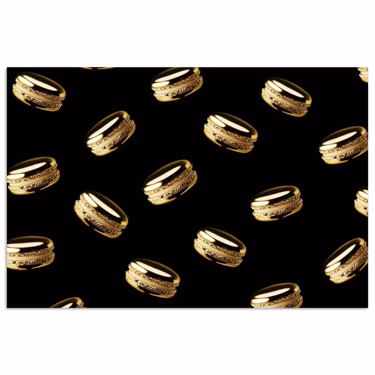 Poster - Macarons - Patroon - Goud - Zwart — 1