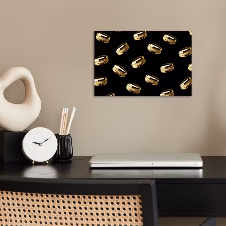 Poster - Macarons - Patroon - Goud - Zwart — 2