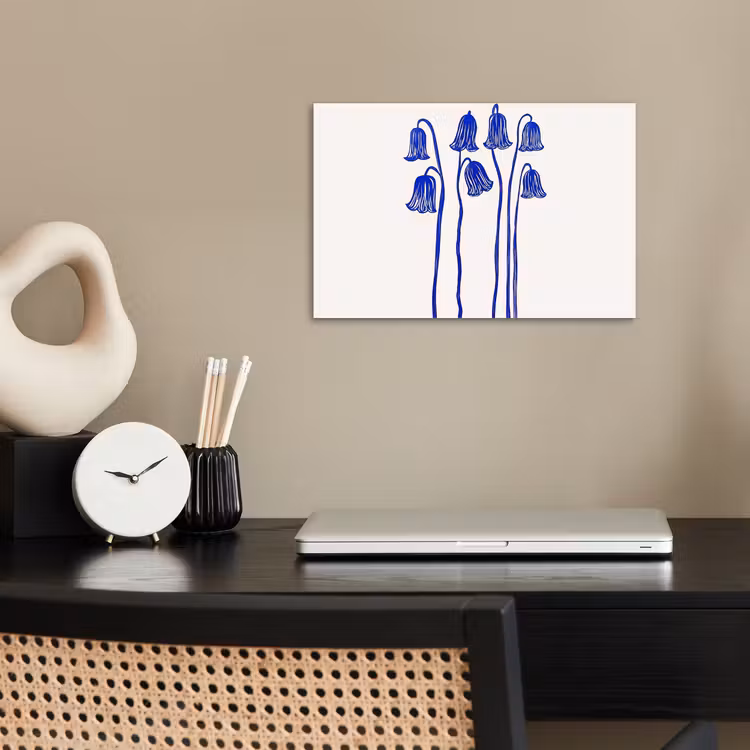 Poster - Bloemen - Blauw - Lijnen - Bloemblaadjes — 2