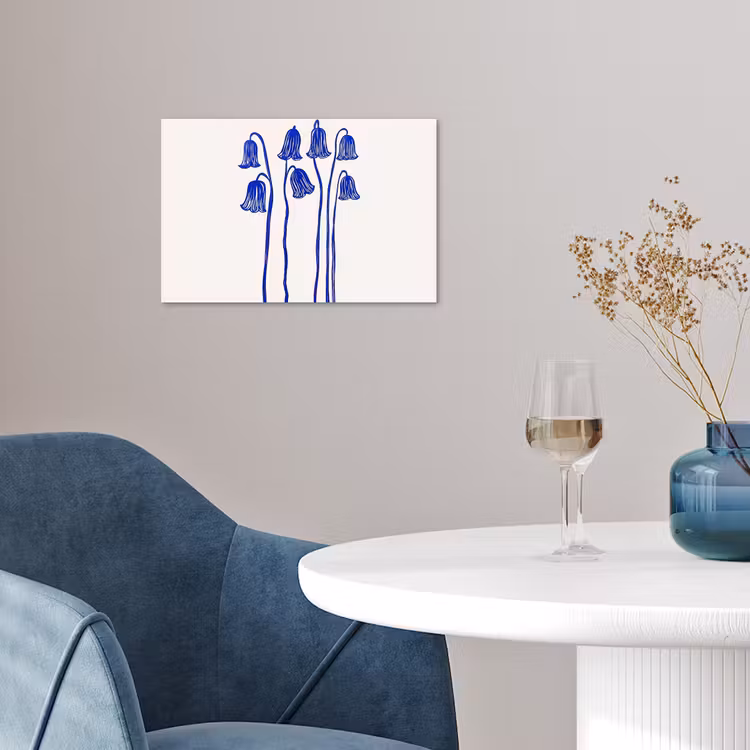 Poster - Bloemen - Blauw - Lijnen - Bloemblaadjes — 4
