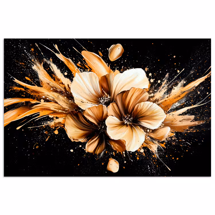Poster - Bloemen - Goud - Graffiti - Zwart - Abstract — 1