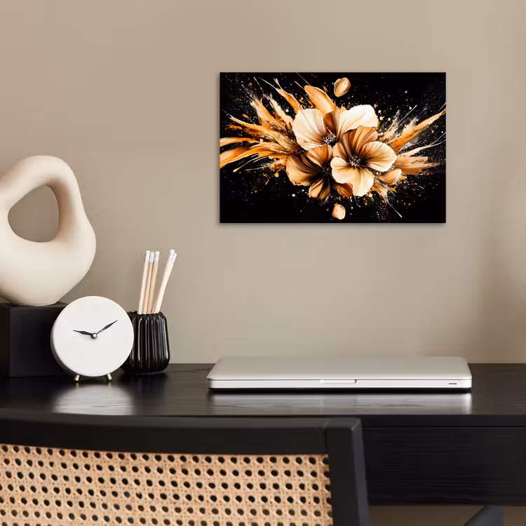 Poster - Bloemen - Goud - Graffiti - Zwart - Abstract — 2