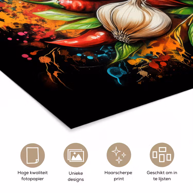Poster - Groente - Peper - Knoflook - Graffiti - Verf - Kleurrijk — 5