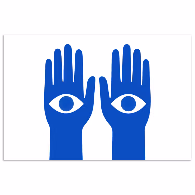 Poster - Handen - Twee - Ogen - Blauw — 1