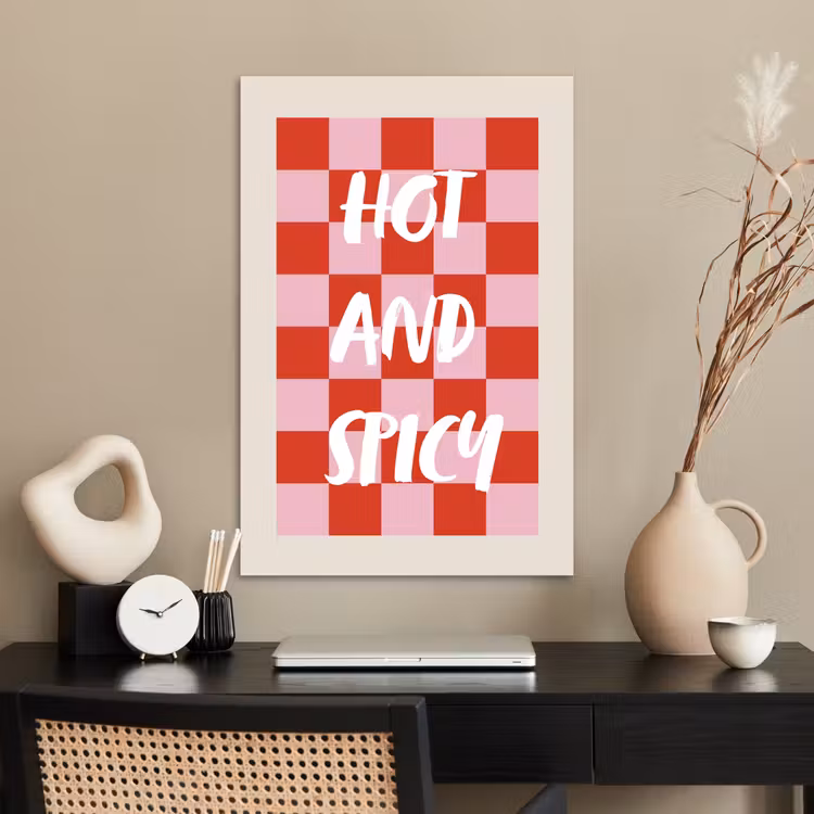 Poster - Hot - Spicy - Geruit - Rood — 2