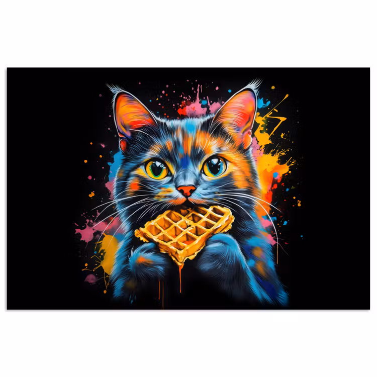 Poster - Kat - Graffiti - Kleurrijk - Wafel - Eten — 1