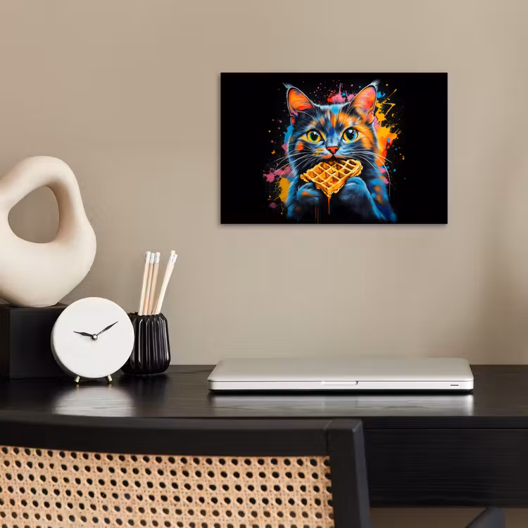 Poster - Kat - Graffiti - Kleurrijk - Wafel - Eten — 2
