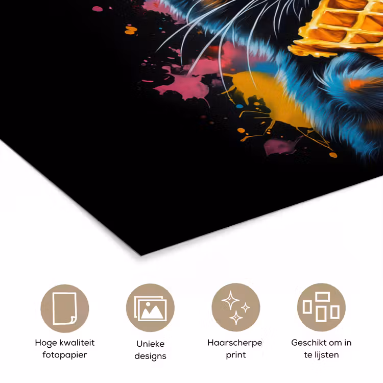 Poster - Kat - Graffiti - Kleurrijk - Wafel - Eten — 5
